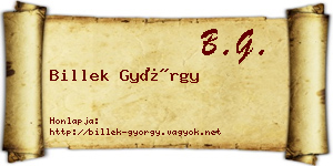 Billek György névjegykártya